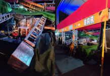 Na primeira noite do Festival Réveillon em Itajaí, parte da estrutura de um camarote desabou e deixou seis pessoas feridas.