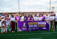 Estádio Rei Pelé recebe grande mobilização em defesa das mulheres durante jogo da Copa do Nordeste