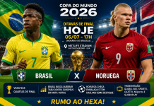 Brasil encara a Noruega por vaga nas quartas da Copa do Mundo 2026
